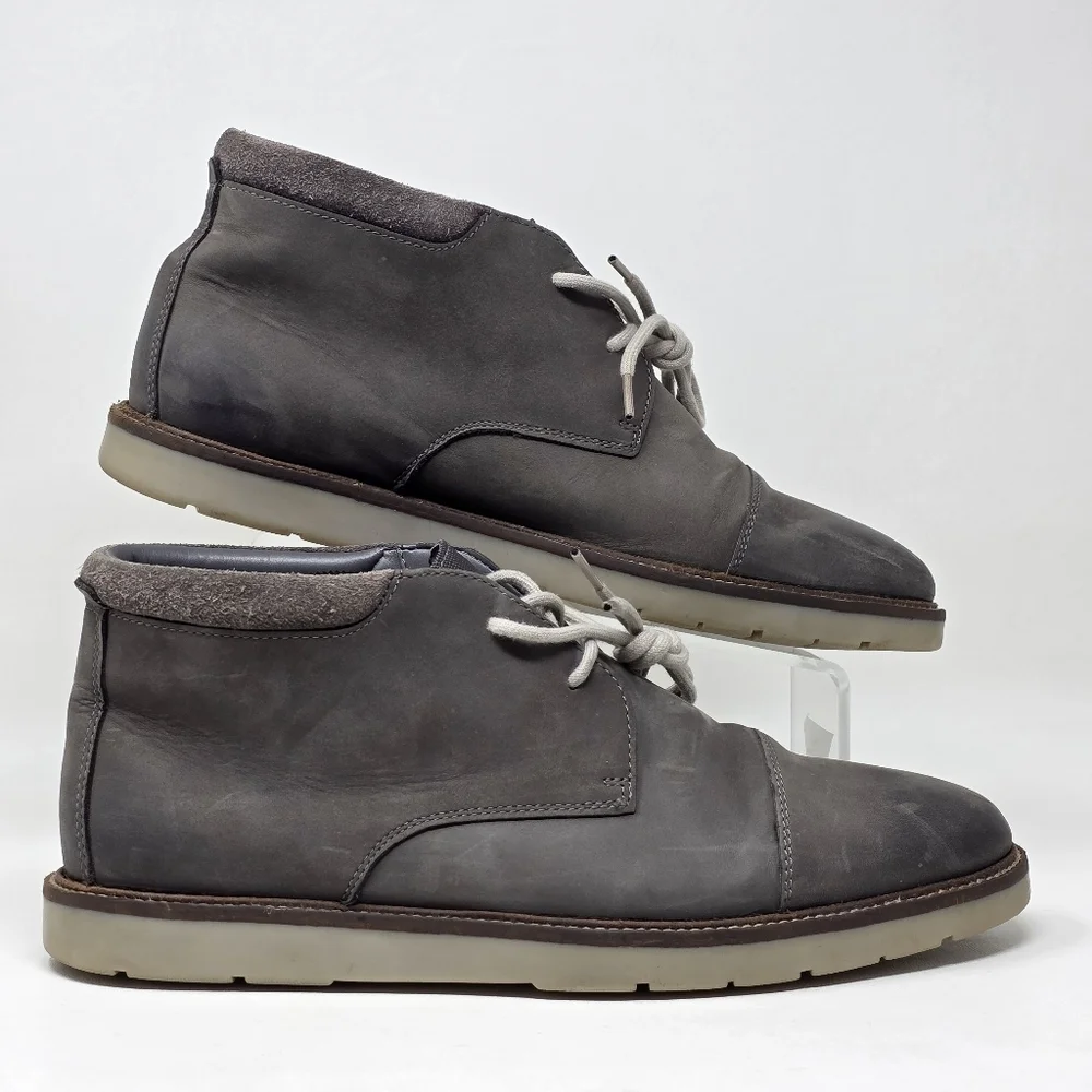 Clarks Collection Gray Leather Cap Toe Chukka Boots 14885‎ Men's US  Size 11 M